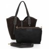 Elegancka Torebka Skórzana Shopper Bag Czekoladowa
